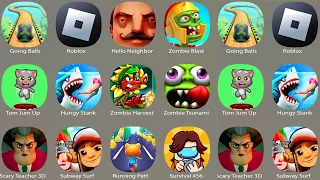 Scary Teacher 3D, Roblox, Hello Neighbor, Zombie Harvest, Survvivval 456, Zombie Tsunami, Ruunning