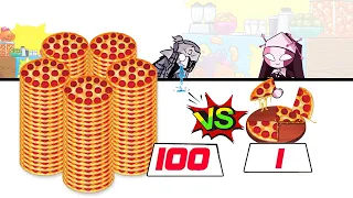 1 VS 100 Layers food Challenge Pizza Mukbang Friday Night Funkin Mukbang Animation | SLIME CAT