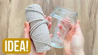 Cute Idea with Glass Jar and Macrame Rope!