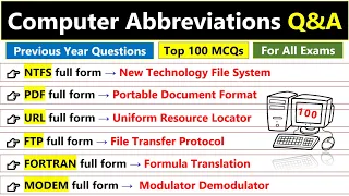 Computer Abbreviations for competitive exams | Computer Full Forms | Top 100 MCQs