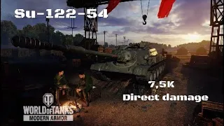 Su-122-54 in Bahía del pescador: 7,5K direct damage :Wot console - World of Tanks