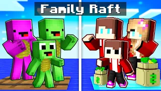 Maizen Family Raft vs Mikey Family Raft in Minecraft! - Parody Story(JJ TV)