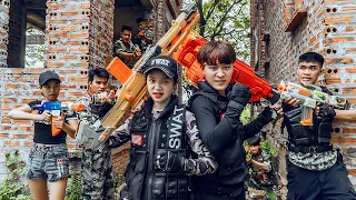 Pink Girl Nerf: Ms. Tranbi Fights Zombies & Warrior X Girl Nerf Guns Against Crime Crafting Zombies