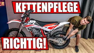 MOTORRAD RICHTIG PFLEGEN! Motorrad Kette reinigen, spannen und fetten!