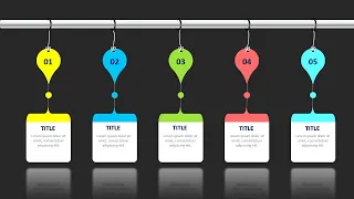 Create 5 Hanging Options Infographic Slide in PowerPoint. Tutorial No. 981