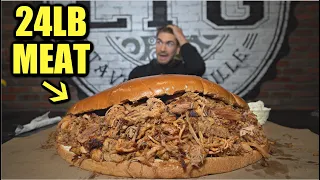 WORLDS BIGGEST PULLED PORK SANDWICH CHALLENGE (24LB PORK) | CRAZIEST FOOD CHALLENGE I HAVE EVER SEEN