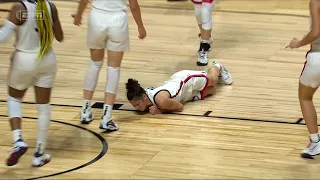 HARD FALL By Lou Lopez-Senechal After Tripping Over Defender | #9 UConn Huskies Women's Basketball