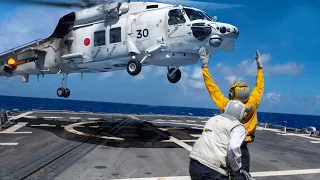 Skilled Japanese Helicopter Pilots Land on US Navy Ship