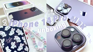 iPhone 14 Pro Max Deep Purple💜Aesthetic unboxing set up and accessories (imos PANZERGLASS casetify)