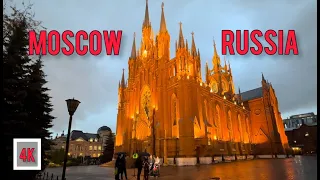 Moscow 4k Walking Tour - City Walk With Real Ambient Sounds