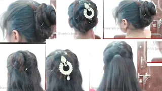 Very Cute Easy Low Bun Hairstyle For Saree | Small clutcher juda hairstyle girl simple hairstyle