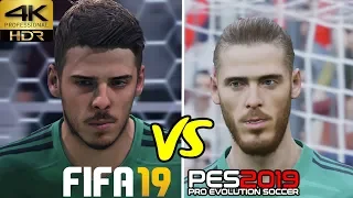 FIFA 19 vs PES 2019 Player Faces | Manchester United vs Manchester City Face-off in 4K HDR!