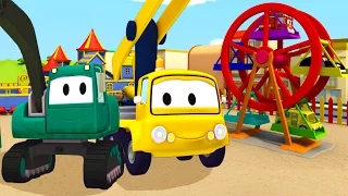 Construction Squad: the Dump Truck, the Crane and the Excavator build a Ferris Wheel in Car City