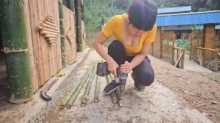 Full video compete building bamboo house in the forest alone - girl building bamboo house