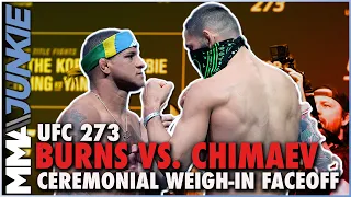 UFC 273: Gilbert Burns, Khamzat Chimaev get testy during faceoff