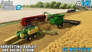 Barley harvesting and straw baling for livestock | Elmcreek | Farming simulator 22 | Timelapse #147