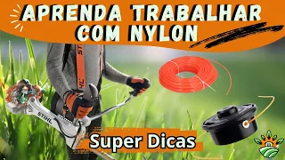 Como trabalhar com ROÇADEIRA no fio de NYLON. Vantagens e desvantagens.