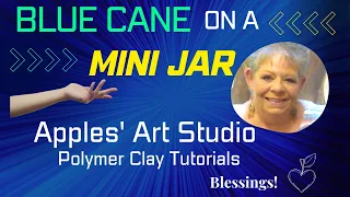 Polymer Clay ~ Blue Cane Mini Jar