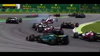 Daniel Ricciardo and Kevin magnussen Lap 1 crash Brazilian Grand Prix #f1