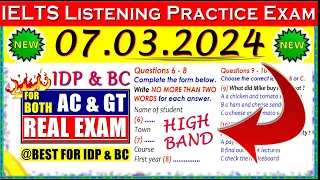 IELTS LISTENING PRACTICE TEST 2024 WITH ANSWERS | 07.03.2024