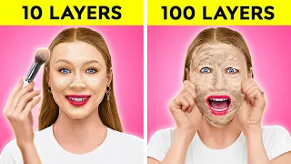 100 LAYERS CHALLENGE || 1000 Coats of Nails, Lipstick, Makeup! DARE GAME By 123 GO! TRENDS