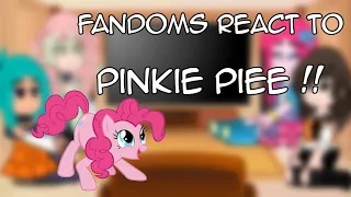 Fandoms react to Pinkie pie 🥧 || 1/4 || MLP || Gacha Plus || SkullFatal