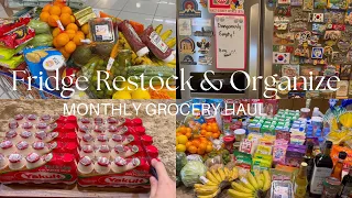 Satisfying ASMR | Fridge Restock Organization | Monthly Grocery Haul