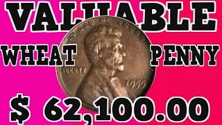 VALUABLE 1955 WHEAT PENNY CON ERROR VALOR $62,100.00