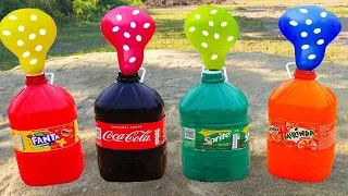 Experiment: Big Balloons Coca Cola, Fanta, Sprite, Mirinda, Popular Soda vs Mentos