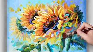 Simple flowers / Acrylic painting/ how to paint several Sunflowers /아크릴화 /tutorial for beginner/ #33