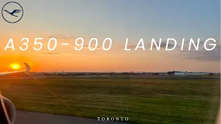 Gorgeous Sunset Landing into Toronto Pearson Airport. Airbus A350-900 operating LH494! 4K!