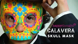 DIY paper calavera skull mask tutorial and template: Make a homemade costume for Day of the Dead!