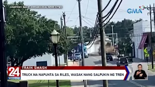 Truck na napunta sa riles, wasak nang salpukin ng tren | 24 Oras Weekend