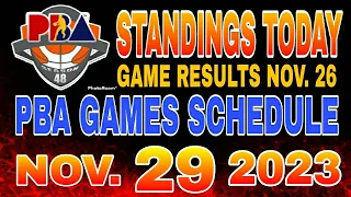 PBA standings today as of November 26, 2023 | PBA Game results | Pba Schedule November 29, 2023