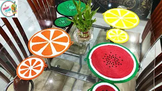 Dining Table Mats and Coasters/ Fruit Painted Table Mats/ Rope Craft-2
