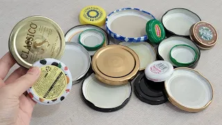 I turned a Jar lids into a masterpiece! Very useful item that costs nothing - Superb recycling idea