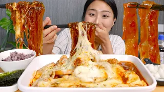 ENG) Korean braised chicken Jjimdak with Cheese & Glass noodles🧡 MUKBANG real sound asmr