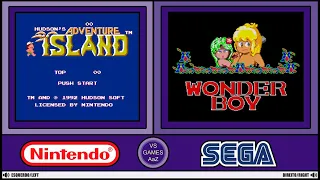Hudson's Adventure Island VS  Wonder Boy (Nintendo VS Master System) side by side comparison