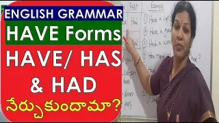 How, Where & When to use  Have forms "Have - Has - Had" in English Grammar