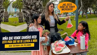 Niña que vende sandías salvó a niña rica | Salva a niña iba ser secuestrada | Vendedora humillada