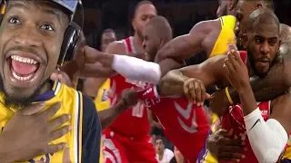 WOAH NBA FIGHT NIGHT LMFAO!! LAKERS vs ROCKETS HIGHLIGHTS