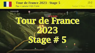 Tour de France 2023, Stage 5 (Pau - Laruns), course, route, profile, animation