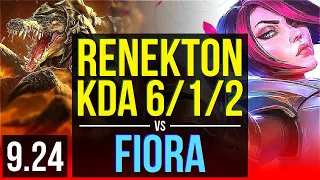RENEKTON vs FIORA (TOP) | 2 early solo kills, KDA 6/1/2 | Korea Master | v9.24