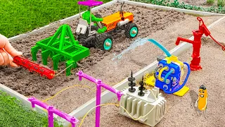 diy tractor making diesel engine ￼and mini hand pump | Diy mini tractor ploughing a muddy field
