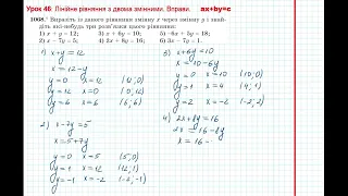 Урок 215: Лінійне рівняння з двома змінними. Вправи 1065 - 1068 за підручником Мерзляк 2020.