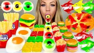 ASMR CANDY PARTY *GUMMY FAST FOOD* HAMBURGER, FRIES, PIZZA, LEGO MUKBANG 먹방