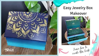 DIY Jewelry Box Makeover / How to Easily Blend Furniture/ Stenciling Design