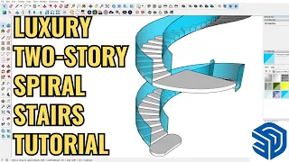 SKETCHUP TUTORIAL HOW TO MAKE A TWO STORY SPIRAL STAIRCASE IN SKETCHUP