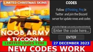 *NEW CODES* [The Christmas update] Noob Army Tycoon ROBLOX | LIMITED CODES TIME | DECEMBER 27, 2023
