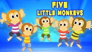 пять маленьких обезьян | детские рифмы | детские песни | Five Little Monkeys | Nursery Songs